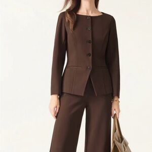 OGL Suit!  💕 Boatneck Blazer & Slimming Ponte High Rise Pull-on Flared Pants